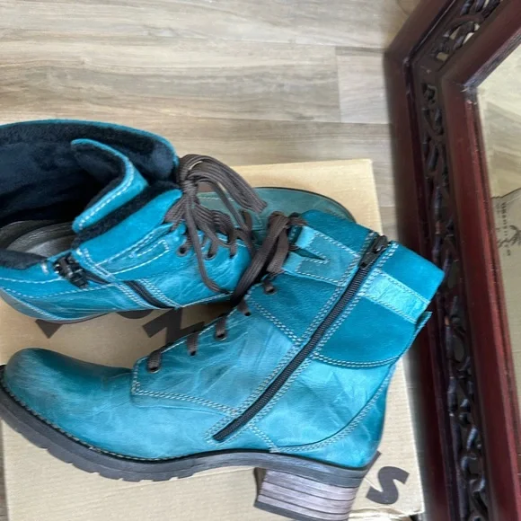 Dromedaries Boots, zipper and laces. Kiara, Teal size 9.5 - Picture 6 of 13